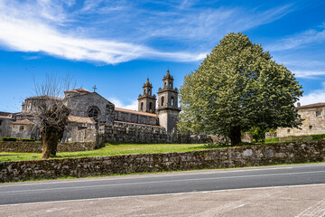 Fototapeta na wymiar Courtyard of the monastery of Oseira at Ourense, Galicia, Spain. Monasterio de Santa Maria la Real de Oseira