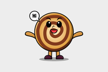 Cute cartoon Cookies character with happy expression in modern style design illustration