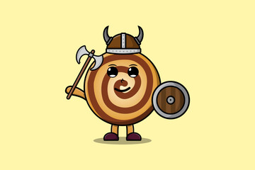 Fototapeta premium Cute cartoon character Cookies viking pirate with hat 