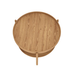 3D rendering Dark Wood Circle Side Table on White Background, Oa