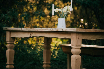 wooden table in Garden 