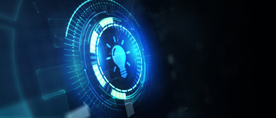 Business, technology, internet and networking concept. Light Bulb innovation Solution. 3d illustration