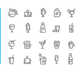 Drinks Icons - Blue Line Series - Vector line icons for your digital or print projects.