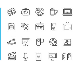 Multimedia Icons - Blue Line Series - Vector line icons for your digital or print projects.