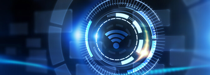 Business, Technology, Internet and network concept. Free WiFi network signal.  3d illustration