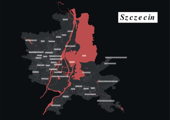 Szczecin map - obrazy, fototapety, plakaty