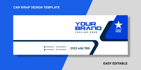 Elegant blue with simple shape wrapping car for your brand or company, van truck
