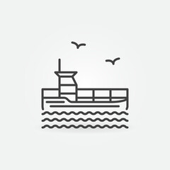 Cargo Ship with Containers vector Delivery concept linear icon or sign