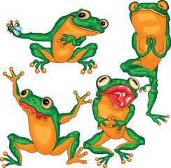 cute family frogs animals cartoon vector illustration collection funny cartoon design