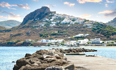 view of the town of Skyros island in Sporades islands, Greece