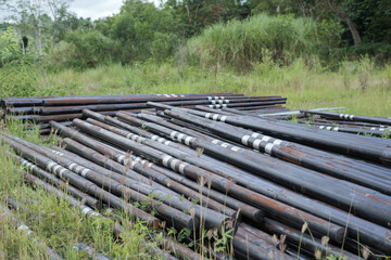Fototapeta na wymiar a set of steel poles for the distribution of fiber optic internet networks