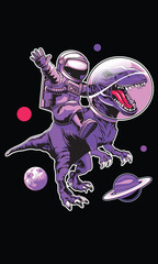 astronaut riding a dinosaur Vector  Illustration. Science Technology Icon Concept Isolated Premium Vector. Flat Cartoon Style