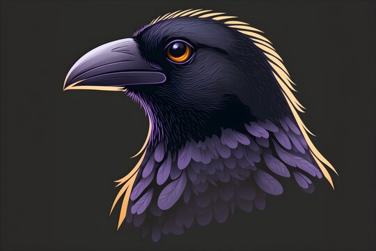 A beautiful flat raven head icon. Generative AI.