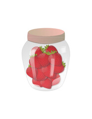 Glass jar with strawberries