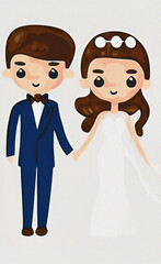 Obraz na płótnie Canvas Bride and groom illustration, wedding concept