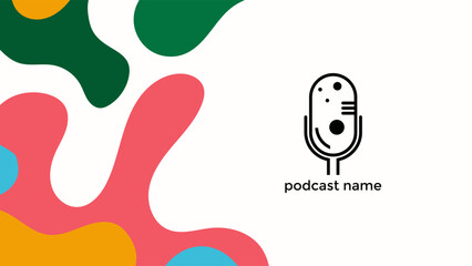 ABSTRACT TEMPLATE PODCAST MICROPHONE FLAT COLOR LIQUID DESIGN BACKGROUND VECTOR. GOOD FOR COVER DESIGN, BANNER, WEB,SOCIAL MEDIA
