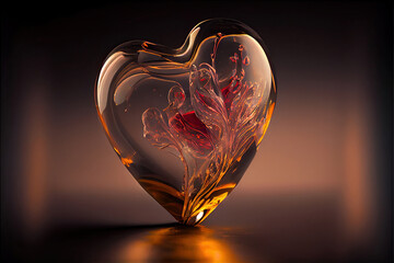 Glass heart for studio photography under good lighting