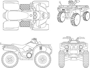 Sketch vector illustration of apv motorbike design for adventure in the forest