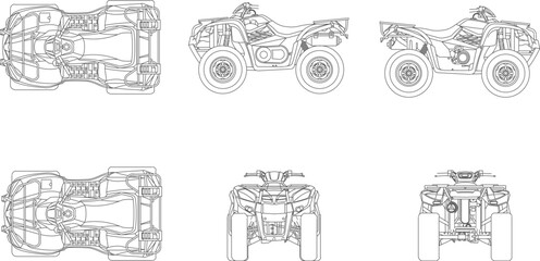 Sketch vector illustration of apv motorbike design for adventure in the forest