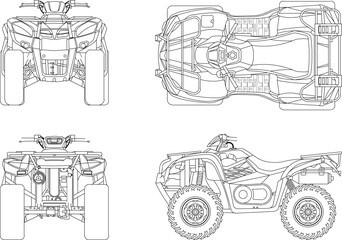 Sketch vector illustration of apv motorbike design for adventure in the forest