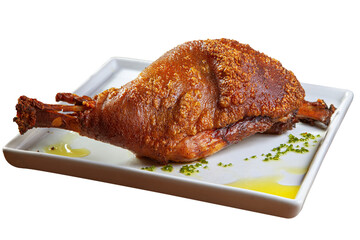 Roasted piglet shank, pururuca