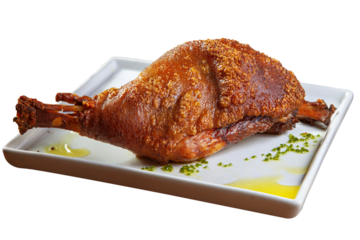 Roasted piglet shank, pururuca