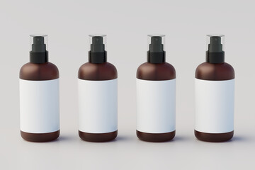 Minimal concept. Multiple Spray Bottle Mockup. 3D Illustration