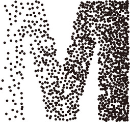 Black white stipple gradient dots uppercase alphabet letter
