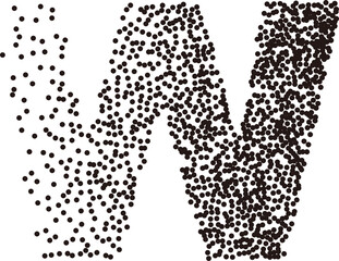 Black white stipple gradient dots uppercase alphabet letter