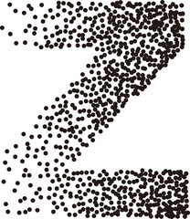Black white stipple gradient dots uppercase alphabet letter