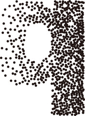 Black white stipple gradient dots lowercase alphabet letter