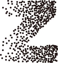 Black white stipple gradient dots lowercase alphabet letter