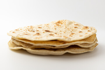 Indian naan on white background