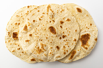 Indian naan on white background