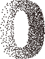 Black white stipple gradient dots number letter