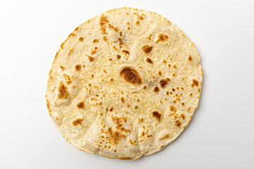 Indian naan on white background