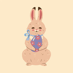 Cute Easter bunny with an egg. Vector graphics.