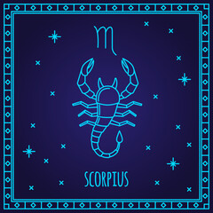Scorpio zodiac sign. Constellation vector illustration. Astrology symbol.