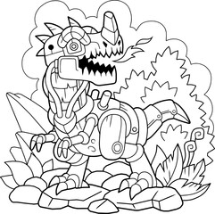 robot dinosaur ceratosaurus coloring book