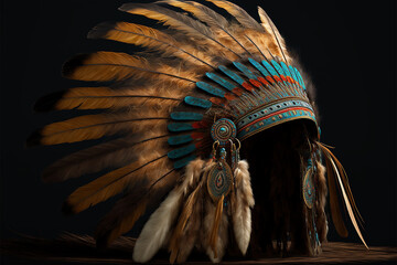 chapéu de indio nativo americano  - obrazy, fototapety, plakaty