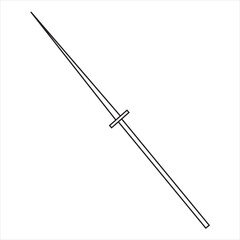 Vector image of naginata sword, Black and white color, on transparent background

