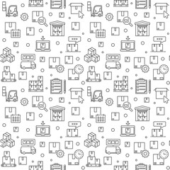 Inventory and Storage vector Logistics outline seamless pattern