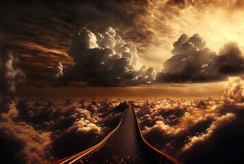  heavenly way path to the light, way to heaven, idea for hope and spiritual journey, travel to unknown place, Generative Ai