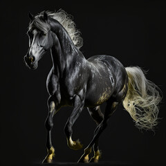 Naklejka na ściany i meble horse, black, animal, farm, brown, black, head, stallion, white, equestrian, nature, portrait, isolated, equine, vector, horses, pony, mane, mare, mammal, pet, beautiful
