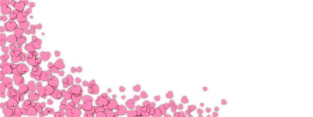 Love valentine background with pink petals of hearts on transparent background. Vector banner, postcard, background.The 14th of February. PNG image	
