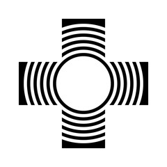 Abstract Cross Icon. Black and White Design Element.
