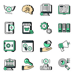 Pack of Business and Economy Flat Icons 