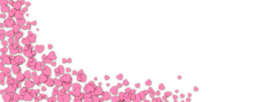 Love valentine background with pink petals of hearts on transparent background. Vector banner, postcard, background.The 14th of February. PNG image	
