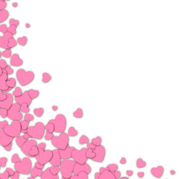 Love valentine background with pink petals of hearts on transparent background. Vector banner, postcard, background.The 14th of February. PNG image	
