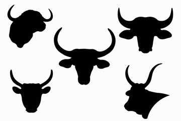  bull head silhouette logo design